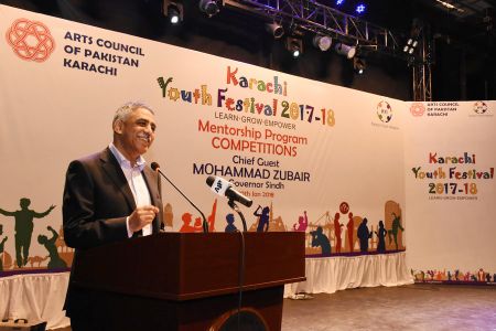 Governor Sindh Addressing In Karachi Youth Festival 2017-18 At Arts Council (1)