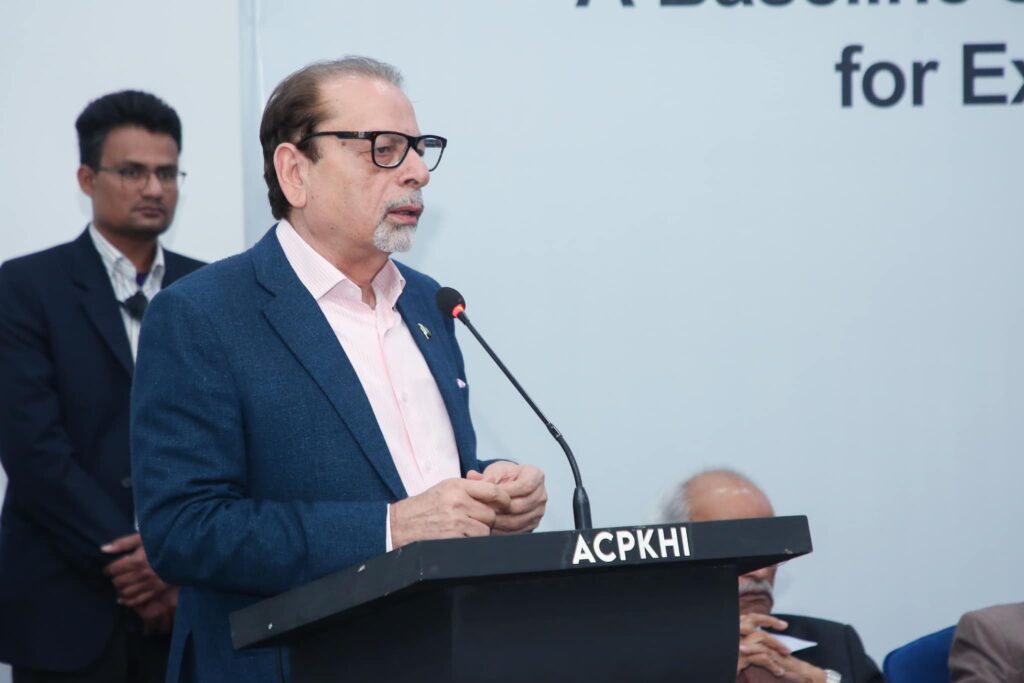 Mohammad Ahmed Shah Minister for Information, Minority Affairs and Social Security during Report-launching Ceremony "A Baseline Survey on the Viability of Grassroots Organizations for Export-oriented Textile Workers in Pakistan"
